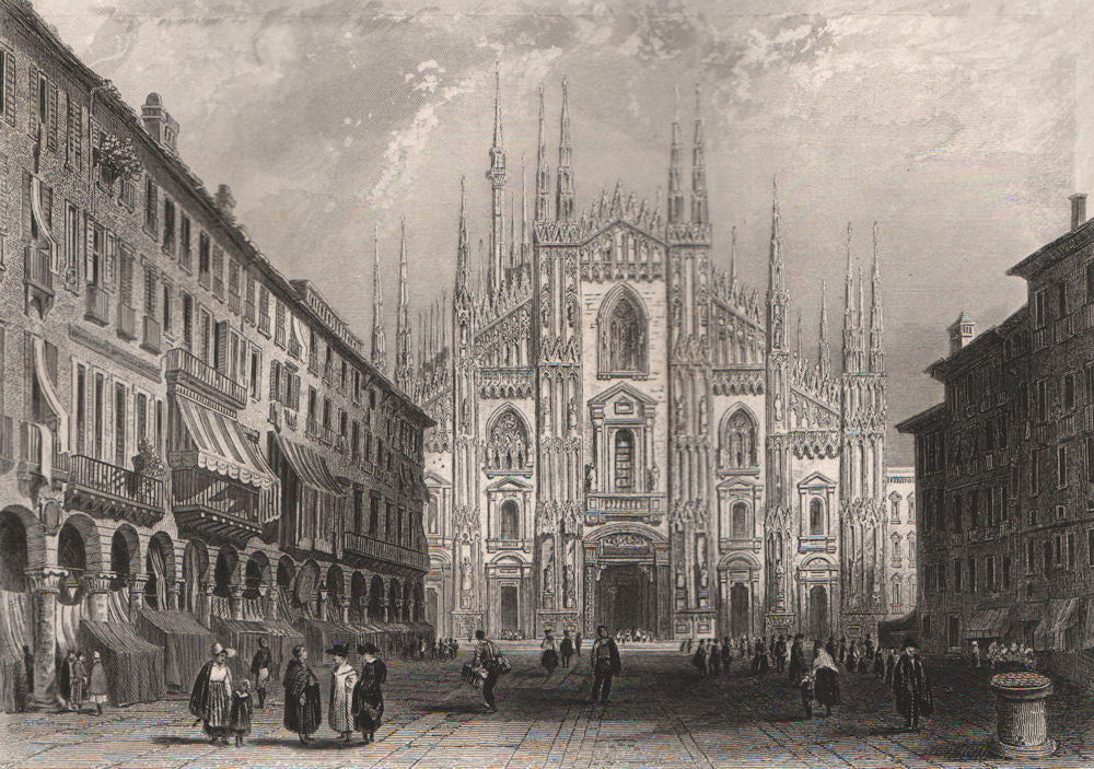 DUOMO DI MILANO. Milan Cathedral. Italy 1855 old antique vintage print picture